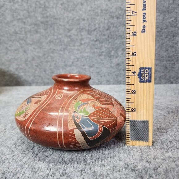 Costa Rica Toucan Hummingbird butterfly Ceramic Vase Folk Art Pottery - Picture 14 of 15